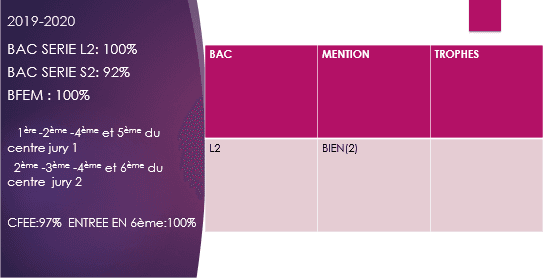 Résultats au Baccalauréat — relevé 2